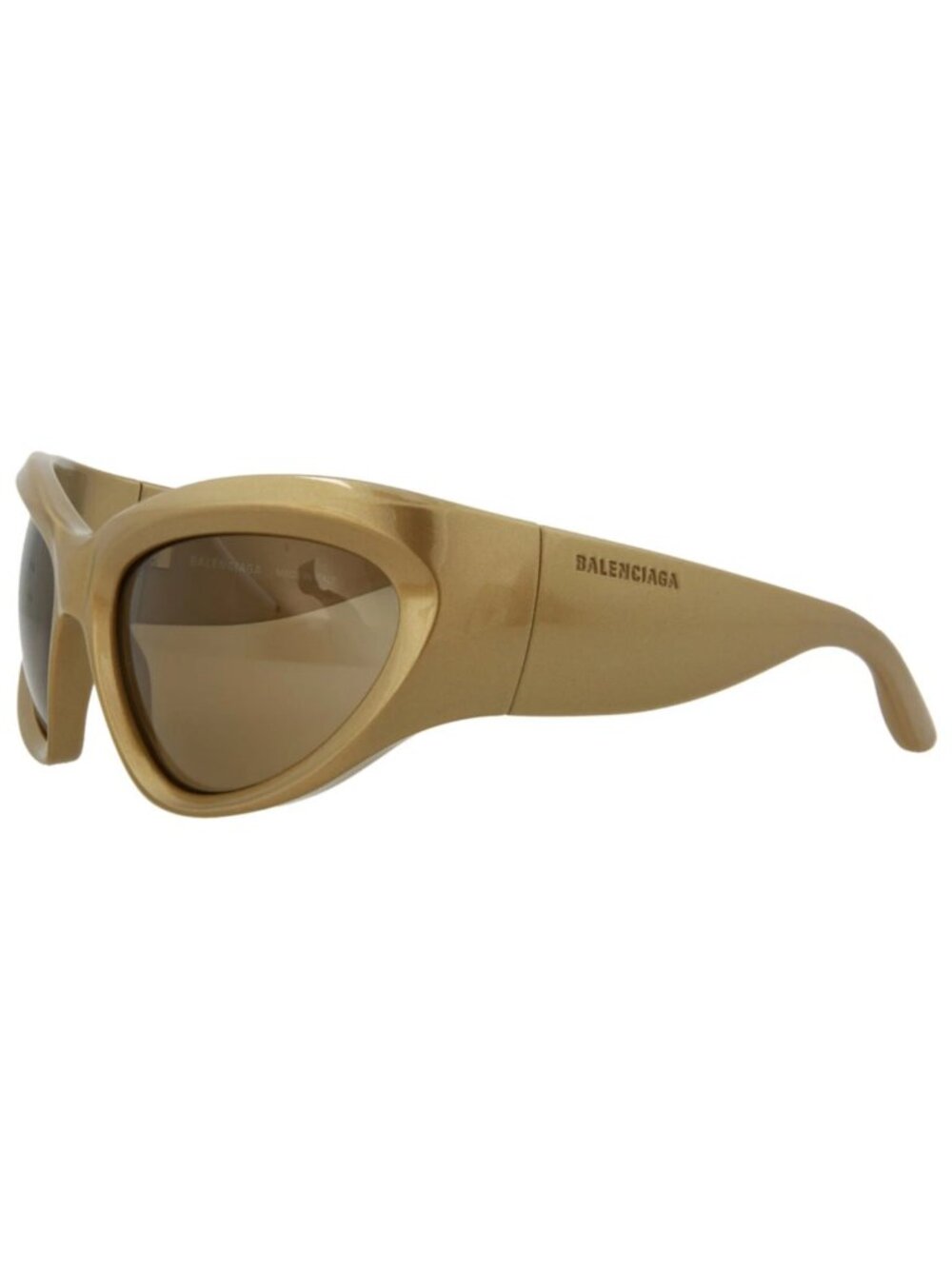 New Balenciaga Women's Sunglasses Shield Wrap Bio Injection Frame Unisex Gold